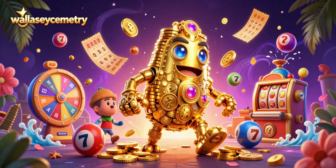 wallaseycemetery engages with vibrant numbered lottery balls and golden golem in a festive casino scene