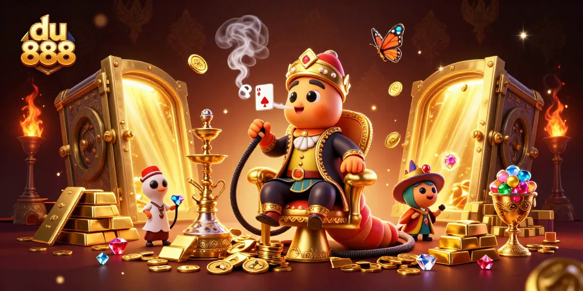 Engage with du 888 through immersive casino fun featuring a magical caterpillar and treasure.