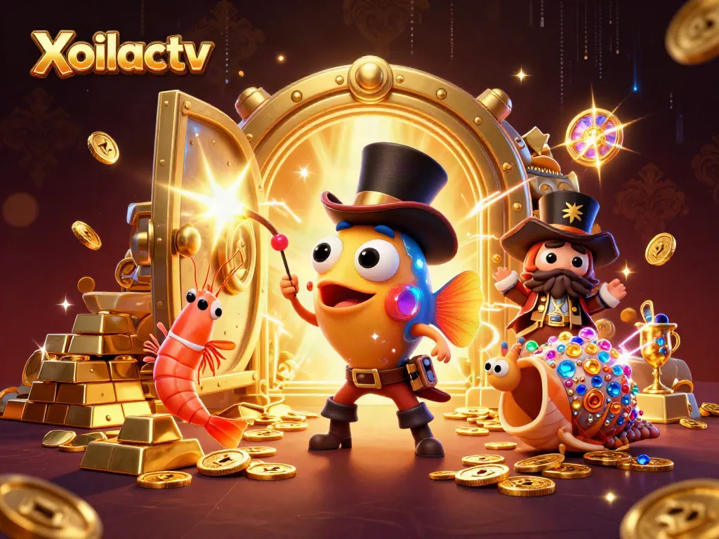 Xoilactv highlights thrilling moments of a deep-sea treasure hunt with glowing characters and gold winnings.