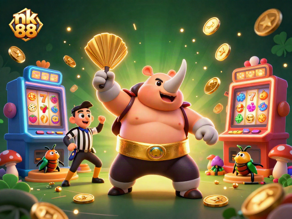 Experience thrilling gameplay with nk 88’s vibrant slot machines showcasing golden coins and intense action.