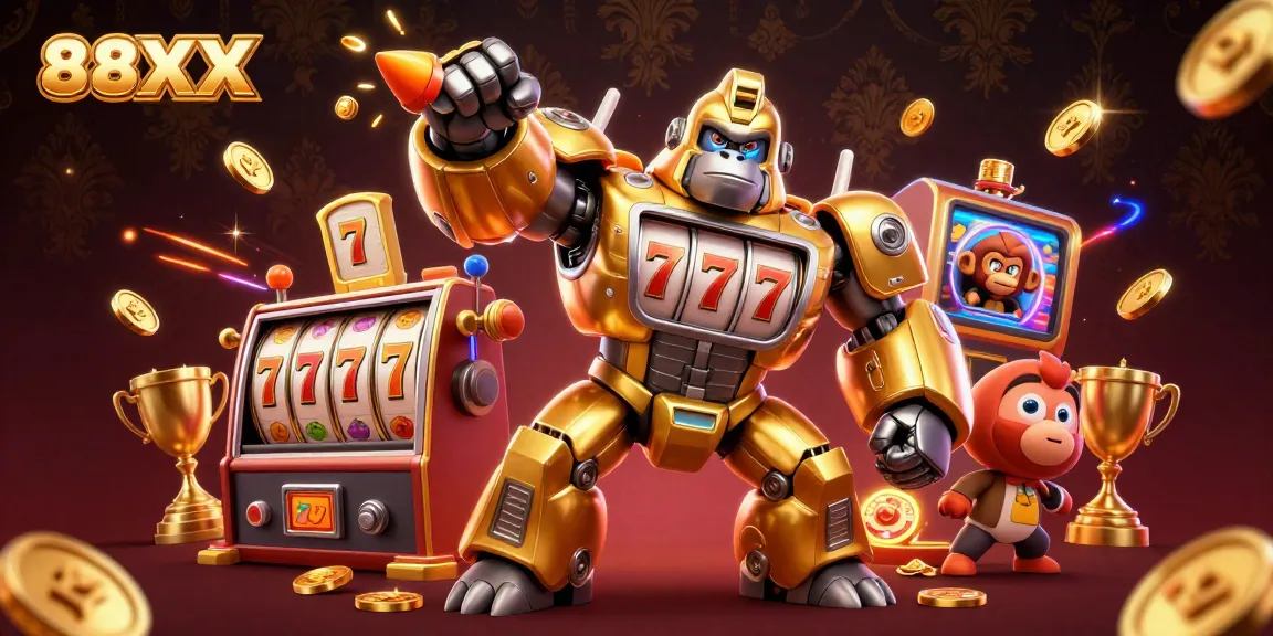 Engage with 88XX's thrilling slots experience featuring a golden mech and dynamic game elements.