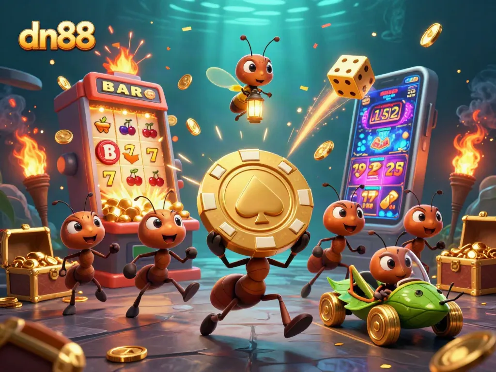 Experience a thrilling fn88 gaming adventure with cartoon ants heist around slots!