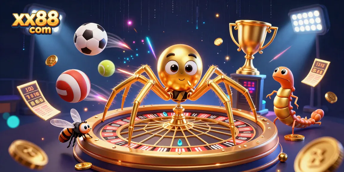 Experience thrilling bets at xx88 com within a vibrant, action-packed casino scene featuring animated characters and sports elements.