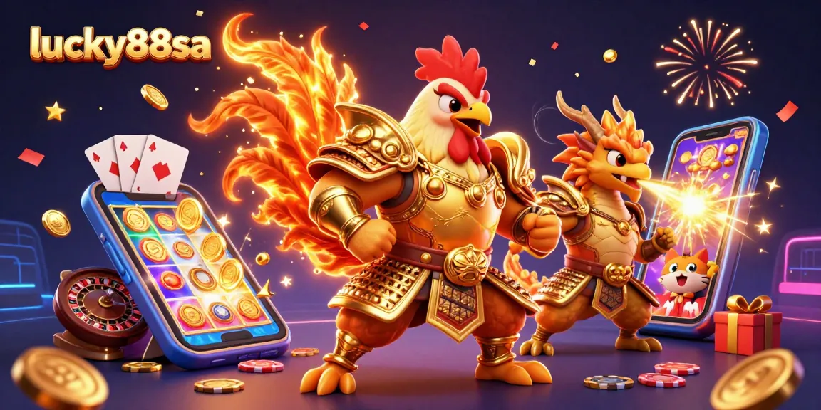 Engage in thrilling online gaming experiences with lucky88sa's vibrant illustration showcasing dynamic casino elements.