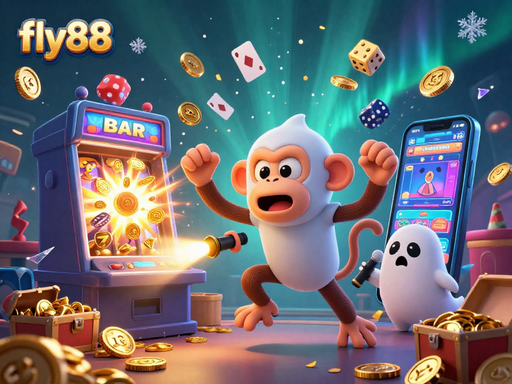 Experience the thrilling fly88 casino dynamics as a mischievous poltergeist monkey and a curious puppy illuminate a jackpot celebration.