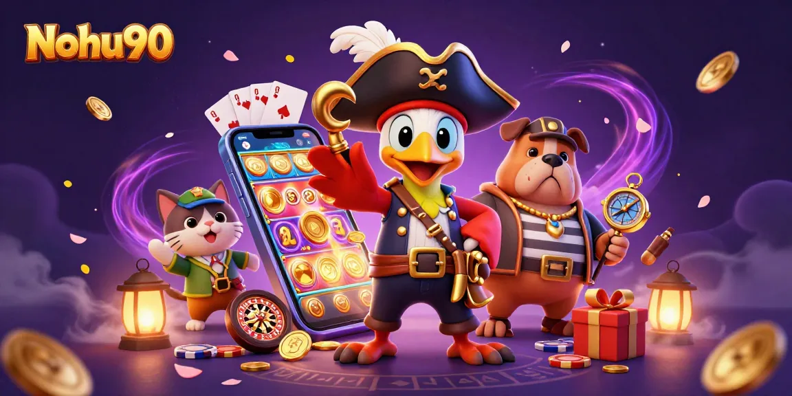 Nohu90 captivates with vibrant slot games and dazzling rewards in a richly detailed casino scene.
