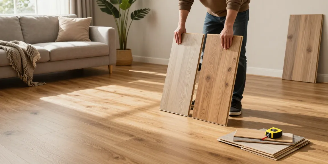 Comparing laminate and engineered flooring in a stylish living room scene with natural lighting