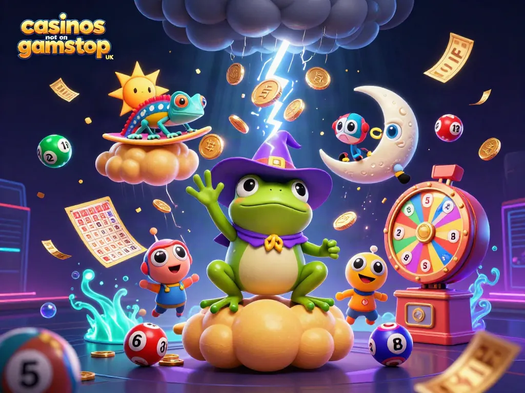 Play exciting games at casinos not on gamstop UK with vibrant casino elements and characters.