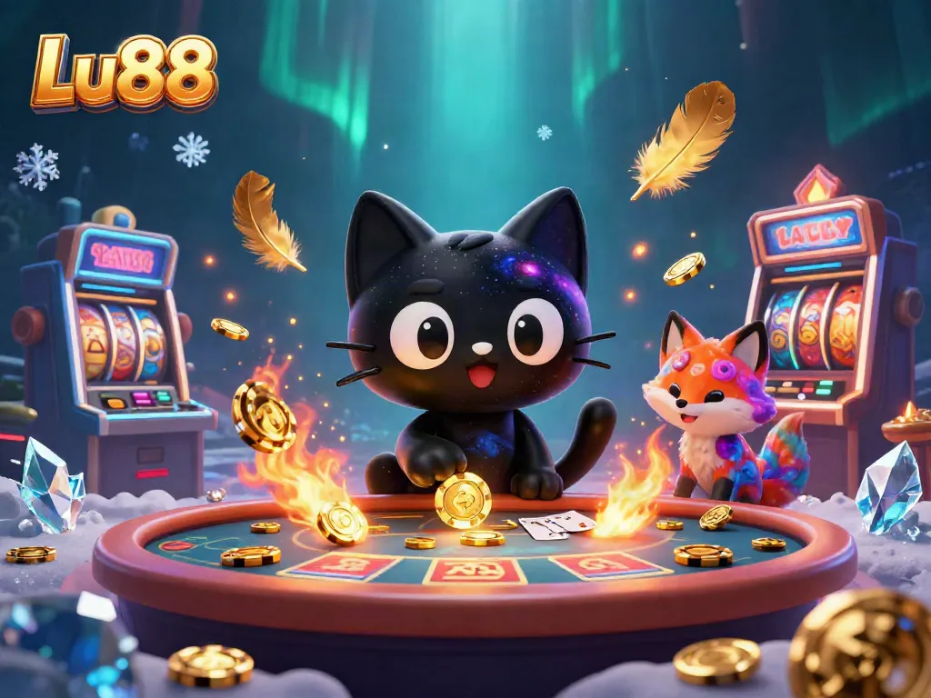 Engage in thrilling casino action at Lu88 with captivating cosmic characters and slot machines.