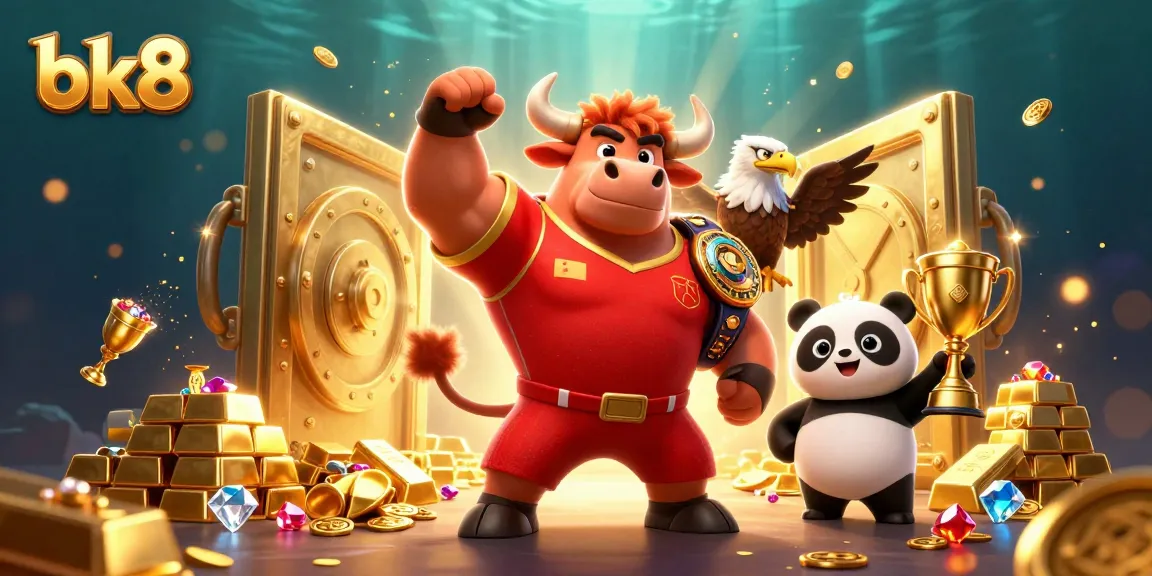 Experience the thrill of bk8 with dynamic gaming characters celebrating winning moments and treasures.