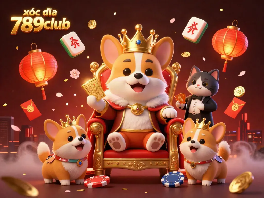 Experience the excitement of xóc đĩa 789club with vibrant characters and dynamic game elements in this illustration.