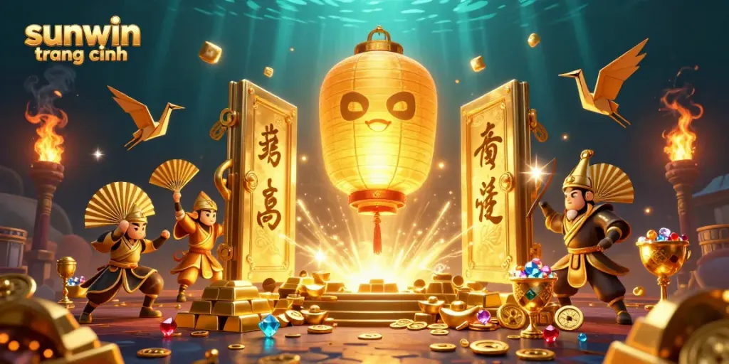 Enjoy gaming with the vibrant sunwin trang chính experience featuring golden treasures and animated characters.