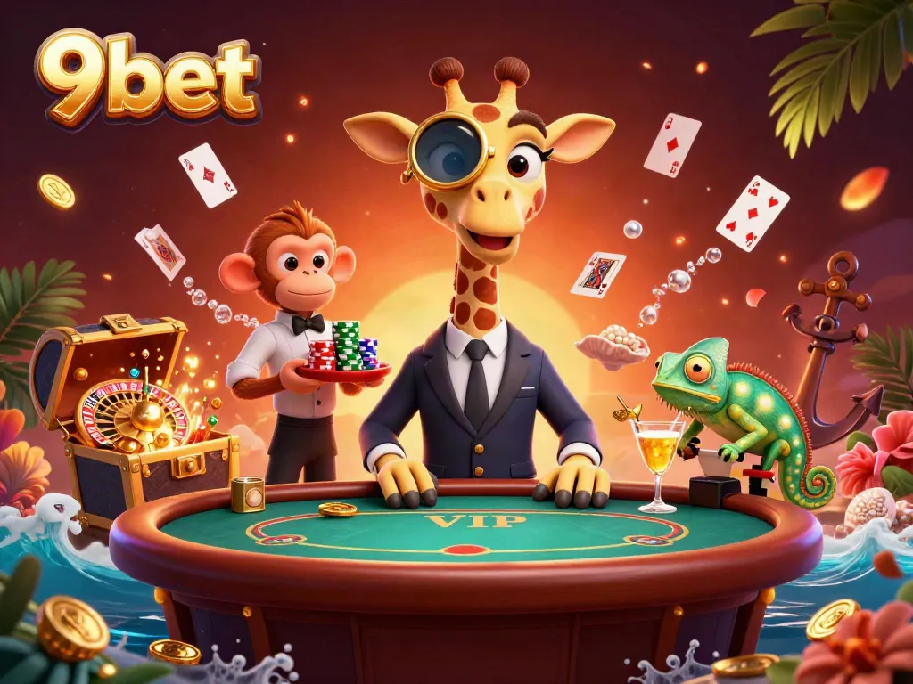 Experience the thrilling casino atmosphere with 9bet featuring a high-roller giraffe and dynamic gaming elements.