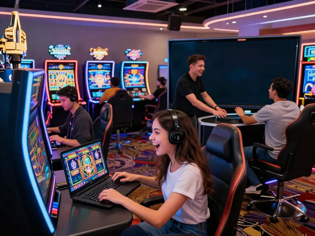 Dynamic online gaming scene at fb88mx.com with players excitedly engaging in casino games and live dealer interactions.