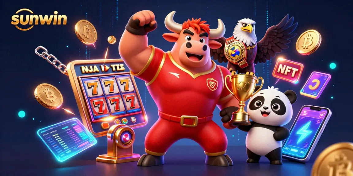 Win big with sunwin at this vibrant, action-packed online casino scene with casino elements.