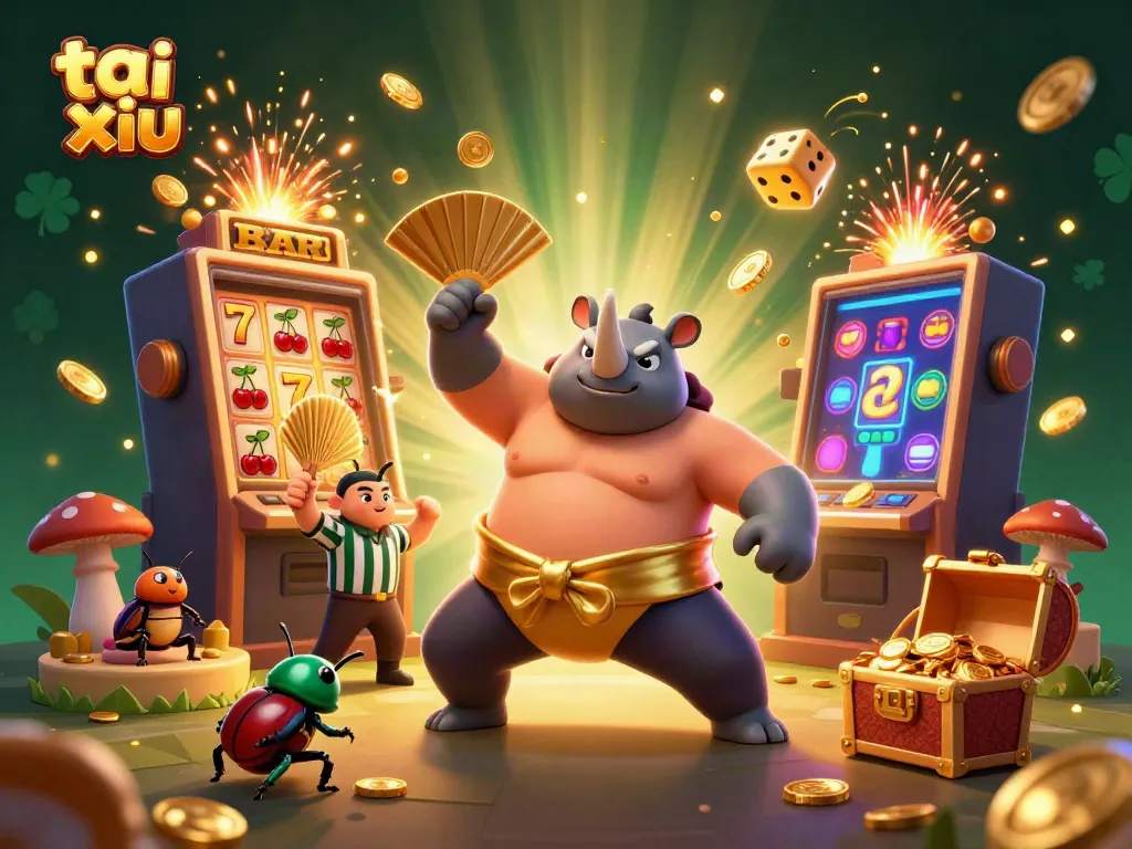 Watch the exciting tai xiu action as the sumo beetle champion wins coins in a colorful casino