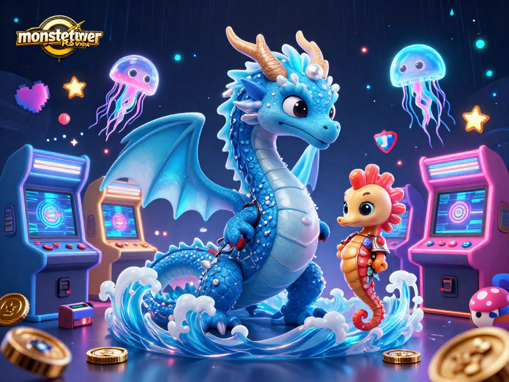 Experience thrilling gameplay with the majestic dragon and seahorse in the monstertowerreview arcade.