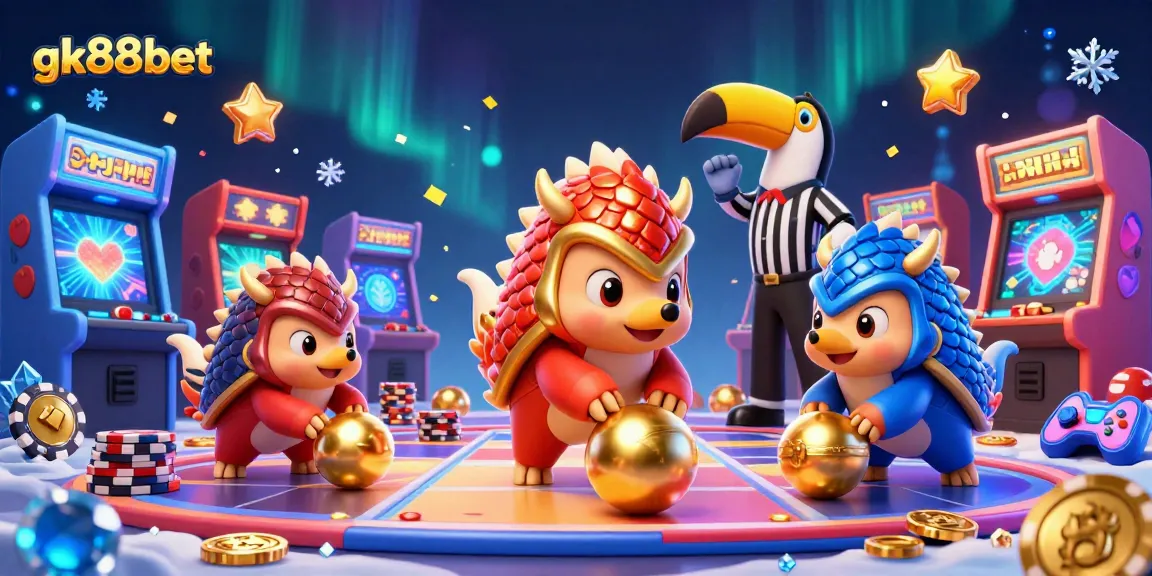 Experience thrilling games at gk88bet with colorful 3D characters amidst vibrant casino elements.