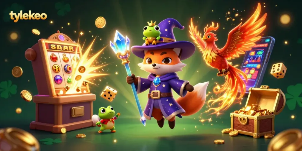 Engage in thrilling betting action with tylekeo's 3D illustration of a wizard fox, phoenix, and casino themes.