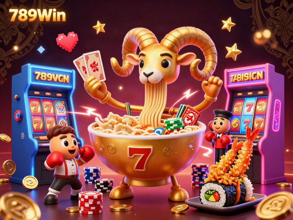 Win exciting bonuses and jackpots at 789Win with vibrant casino-themed characters and elements.