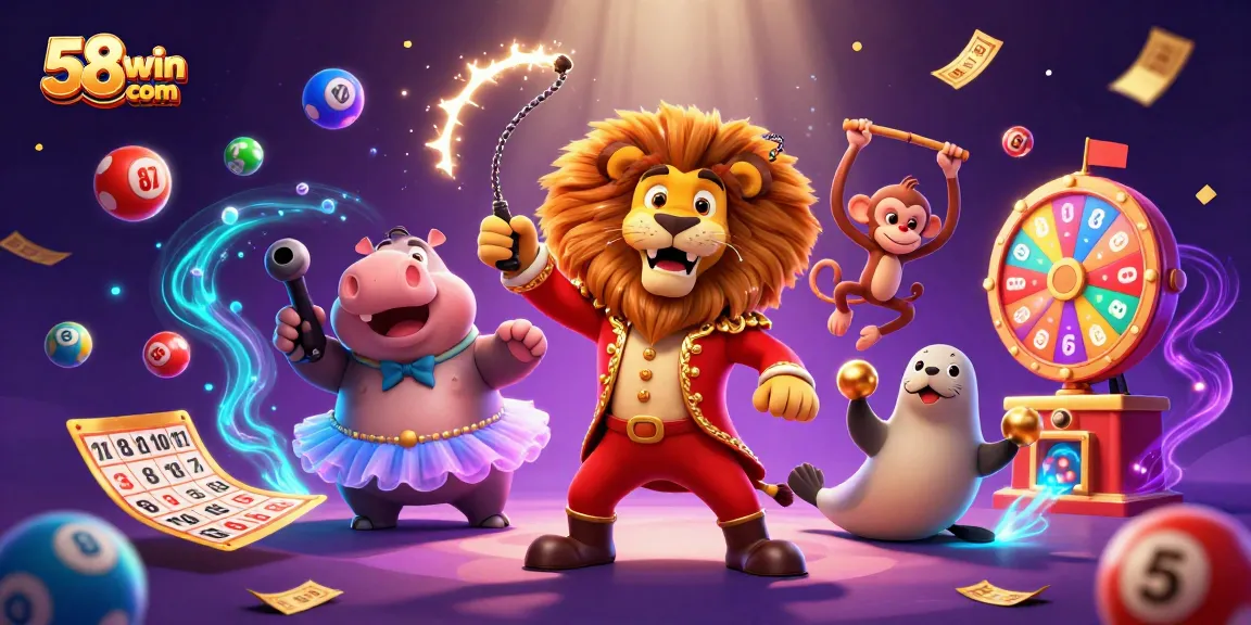 Experience the excitement at 58win com with a vibrant and dynamic casino-themed illustration featuring lively characters and engaging gaming elements.