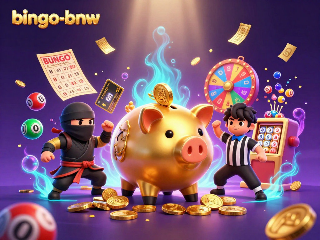 Bingo-bnw features a dynamic gaming scene with characters celebrating big wins and engaging casino elements.