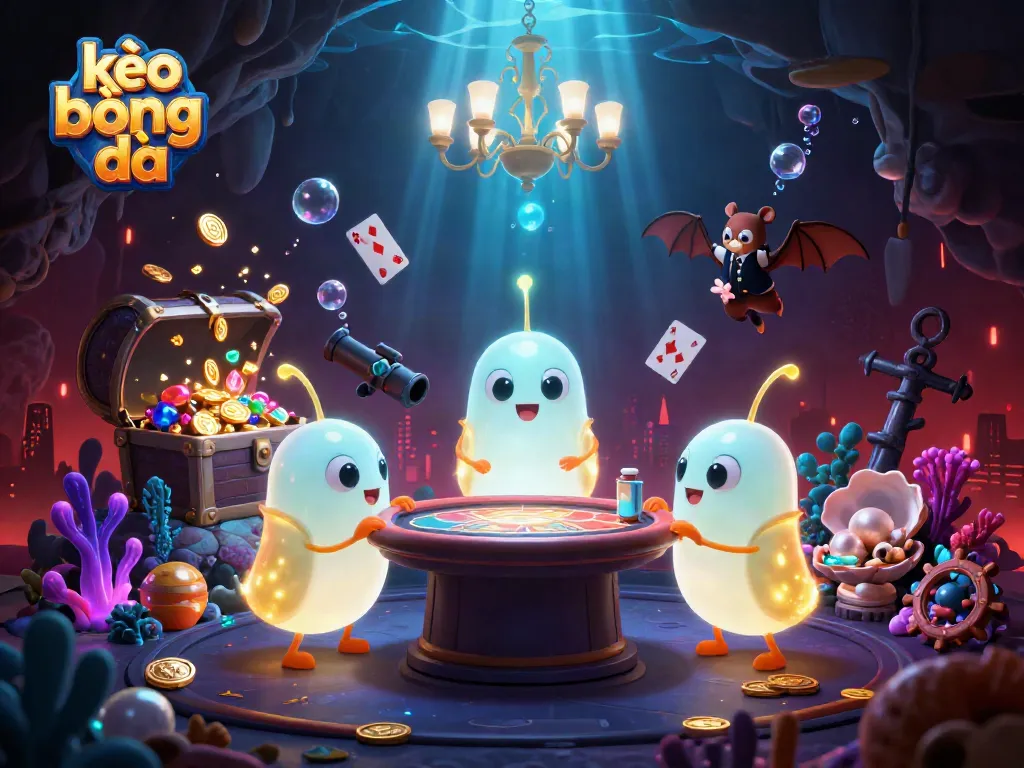 Bet and explore kèo bóng đá in an enchanting 3D casino scene illuminated by glowworms.