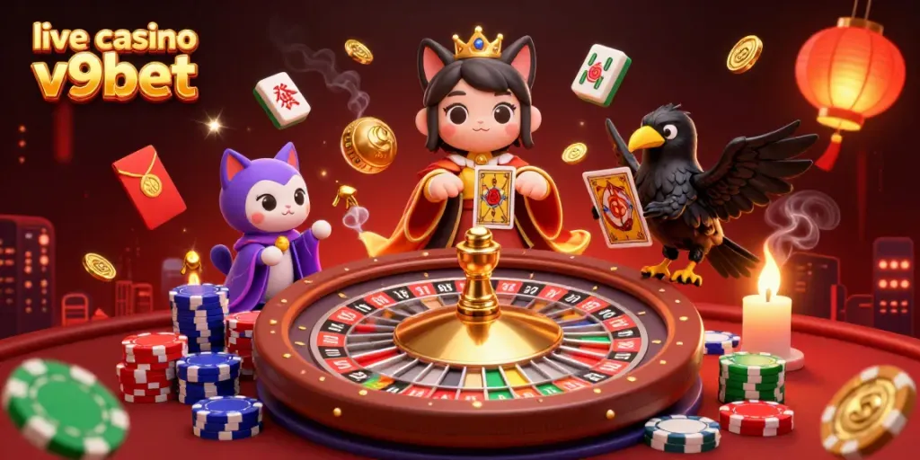 Experience the thrill of live casino v9bet with an exciting scene featuring dazzling elements and characters.