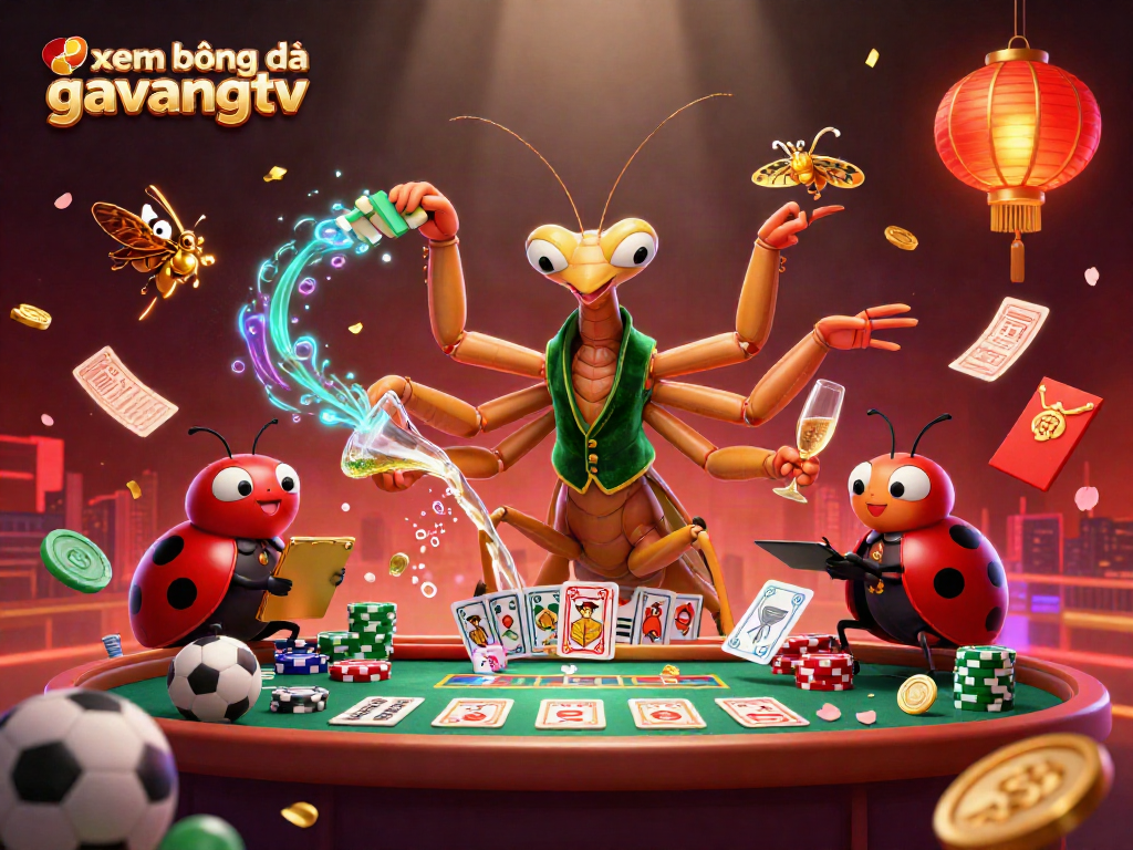 xem bóng đá gavangtv features vibrant 3D characters engaging in sports betting with dynamic visual elements.