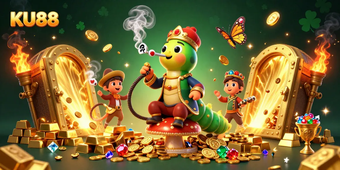 Play thrilling casino games at KU88 with a vibrant 3D illustration showcasing vibrant elements of chance and luck.