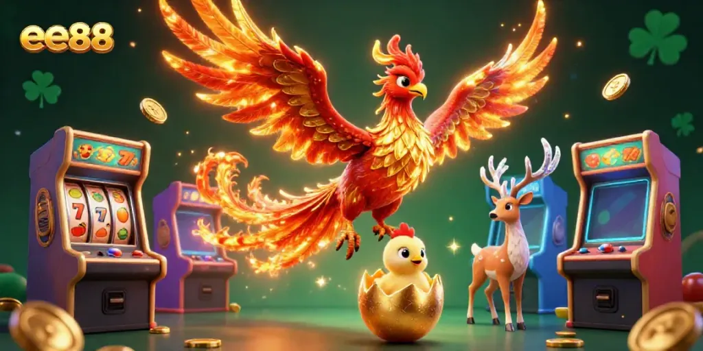 Experience the vibrant energy of ee88 in a dazzling casino setting with mythical characters.