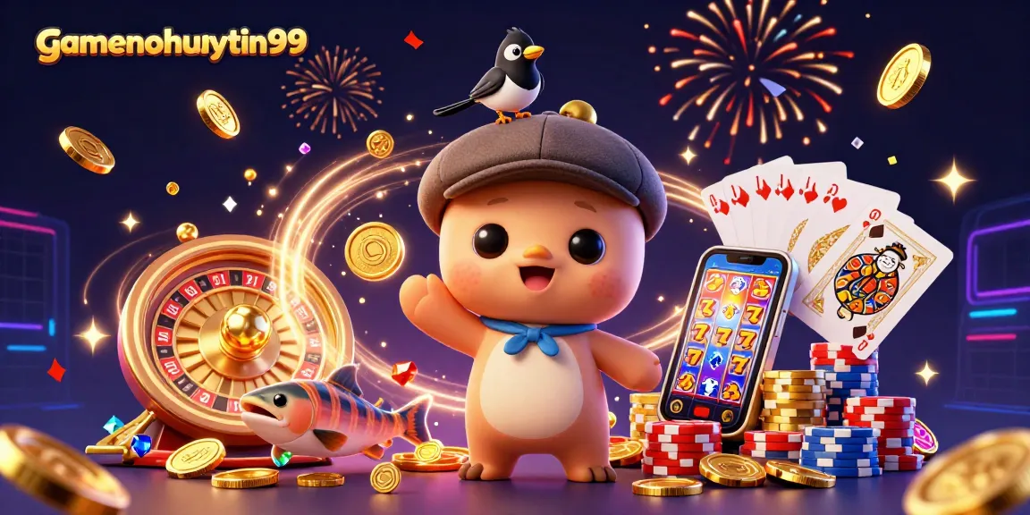 Experience gaming excitement with gamenohuuytin99’s vibrant 3D casino illustration, showcasing animated characters and dynamic casino elements.