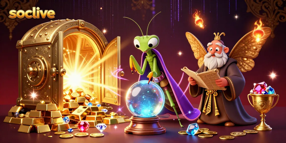 Socolive enhances gambling excitement with a mystical scene featuring fortune tellers and treasures.
