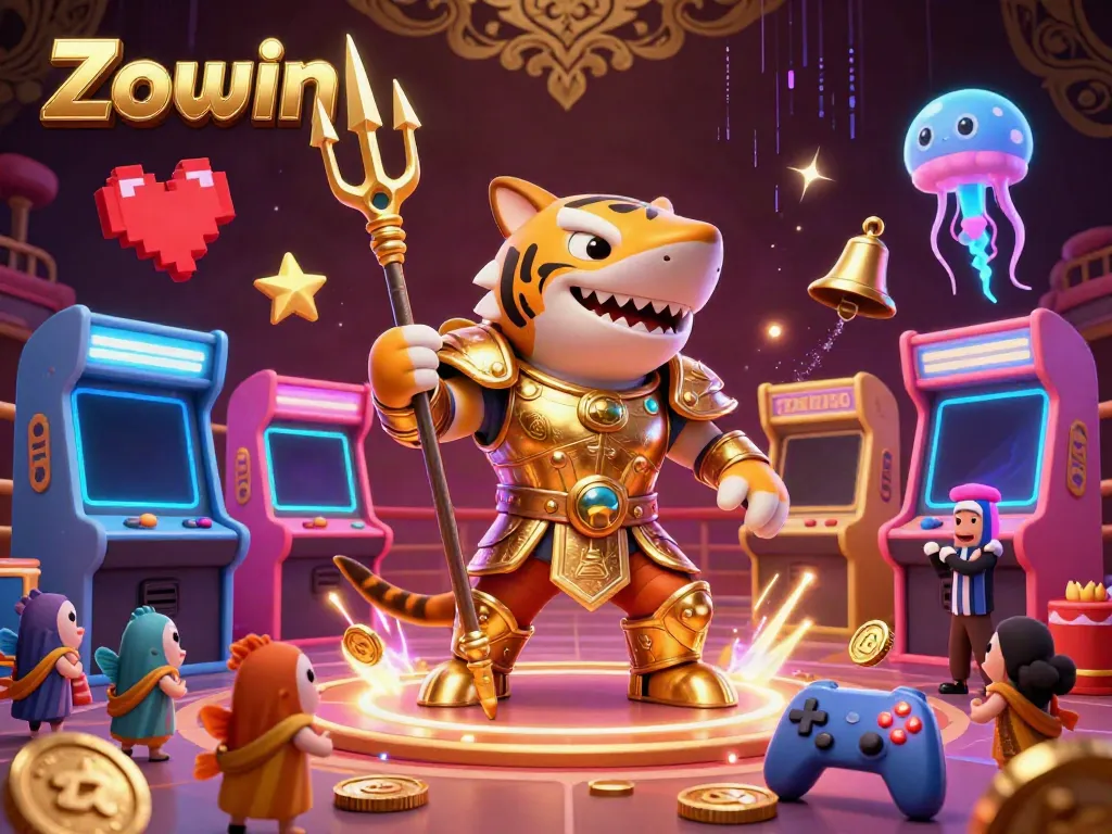 Experience Zowin like never before with this dynamic underwater casino adventure illustration.