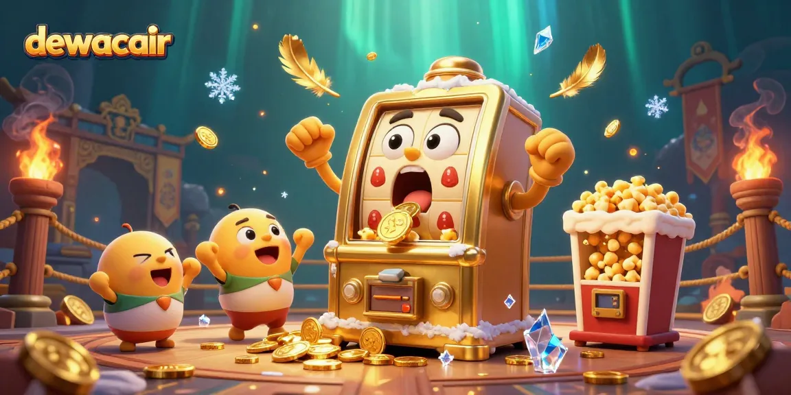 Experience the excitement of dewacair's slot machines celebrating massive wins with vibrant animations and golden confetti.