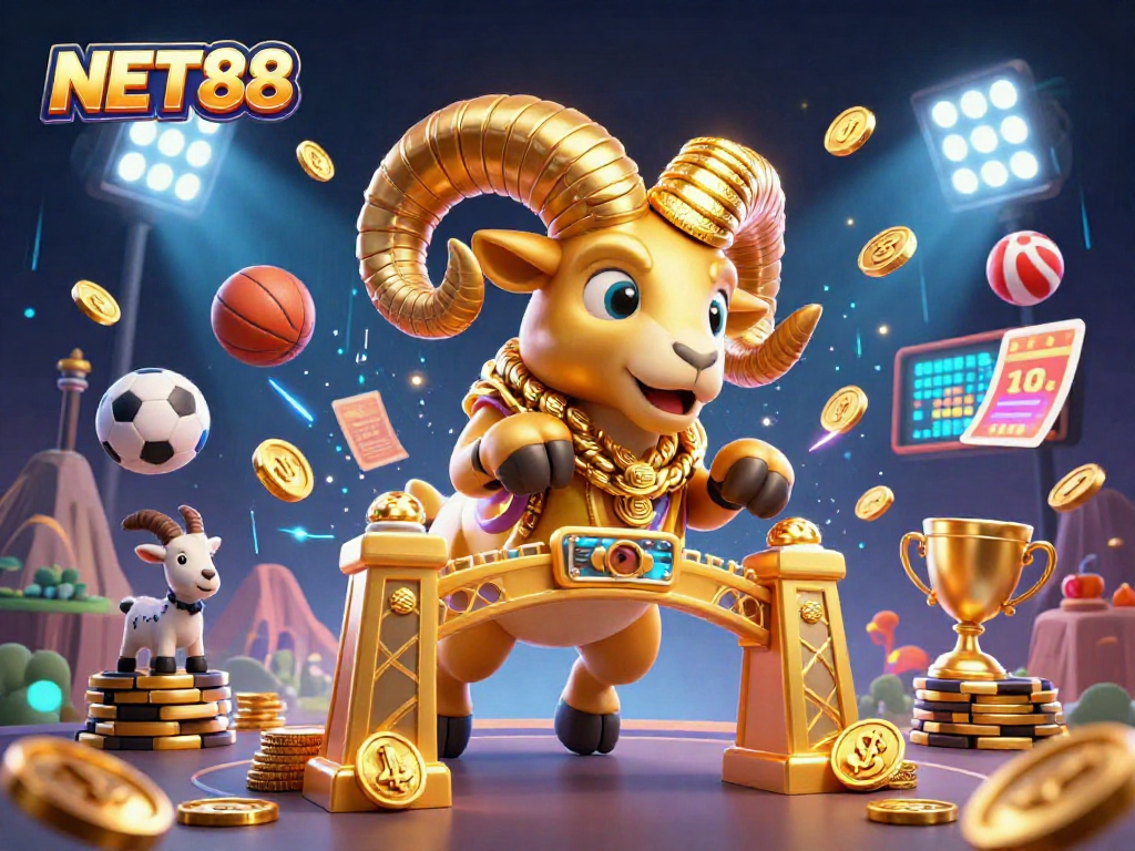 Engage with NET88: Experience thrilling sports betting with dynamic 3D illustration.
