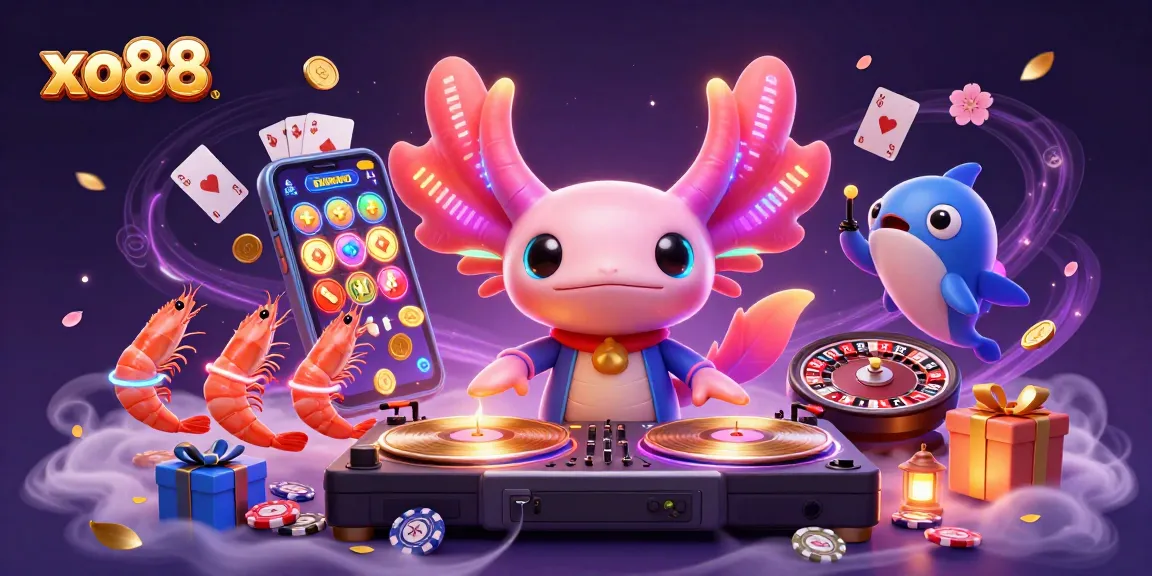 Engage with the vibrant xo88 casino scene featuring lively characters and dynamic gaming elements.