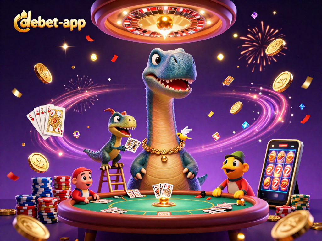 Play the debet-app for thrilling casino action with a vivid 3D dinosaur theme!