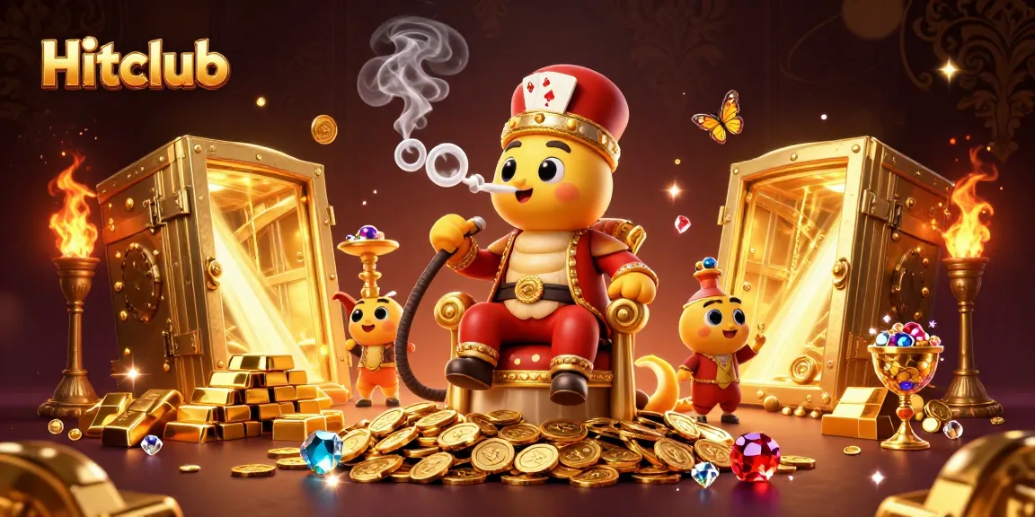 Hitclub showcases a vibrant casino scene with a whimsical caterpillar and treasures, enhancing player engagement.