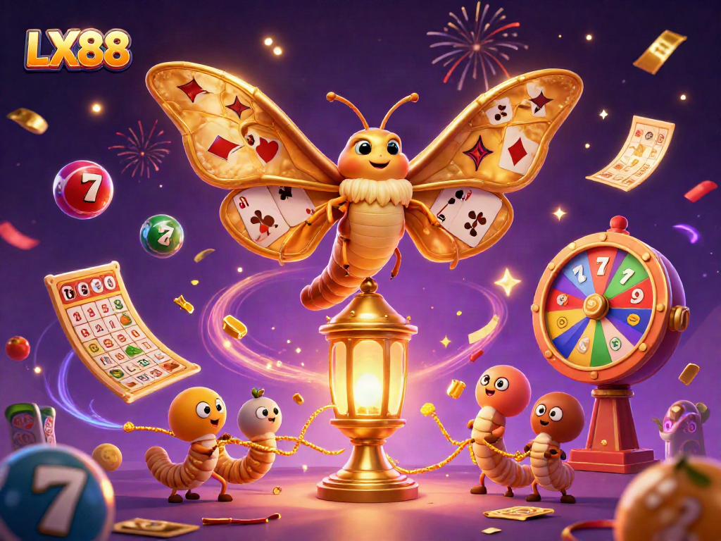 LX88's captivating 3D illustration engages players with vibrant casino elements and lively motifs.