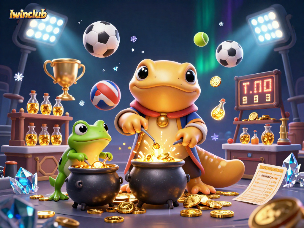 Iwinclub showcases thrilling moments of sports betting amidst a magical alchemist scene.