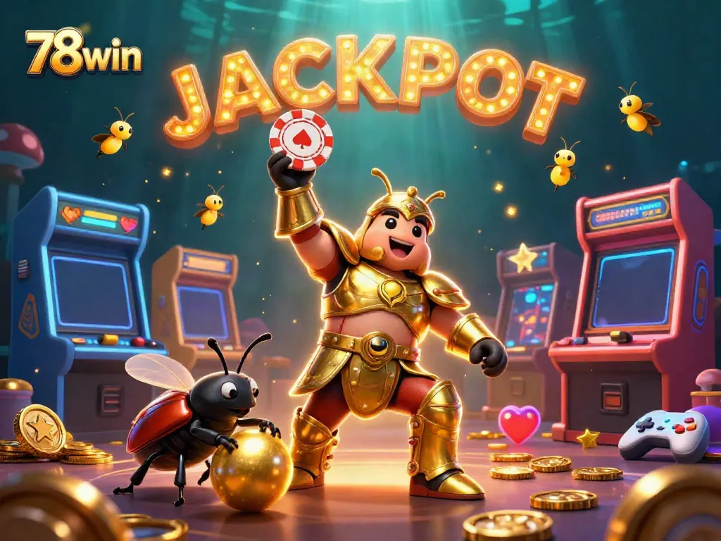 Experience thrilling wins with 78win's dynamic casino illustration showcasing a vibrant victory scene.