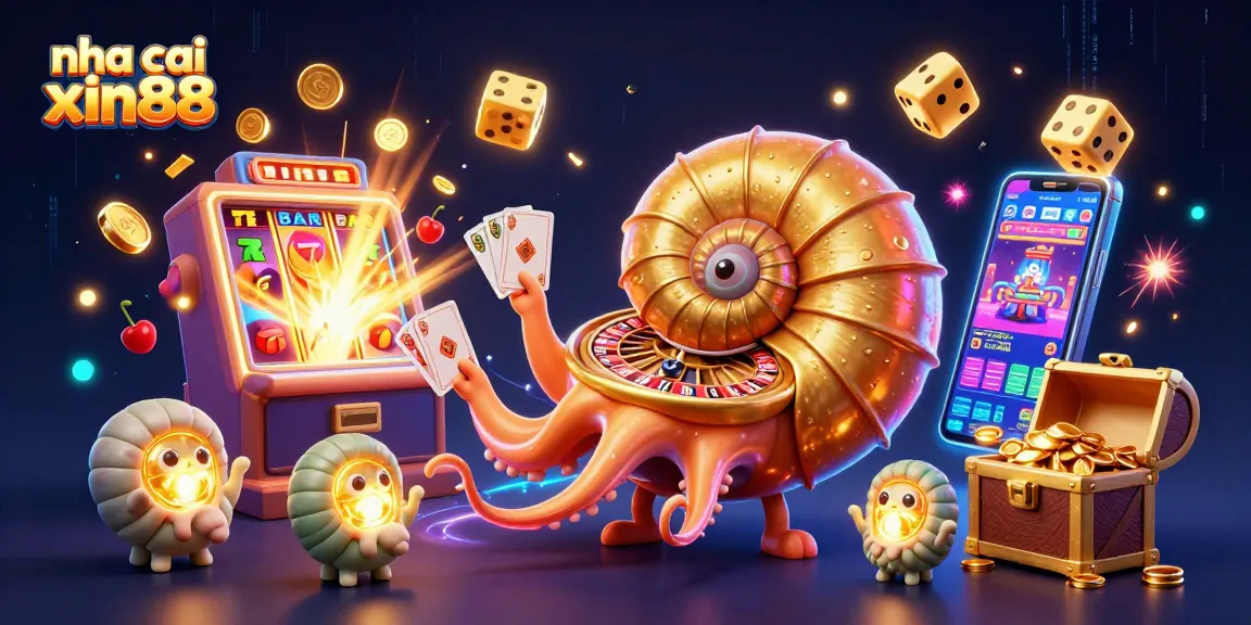 Engage with the thrilling nha cai xin88 experience in a vibrant casino scene featuring an animated nautilus and casino elements.
