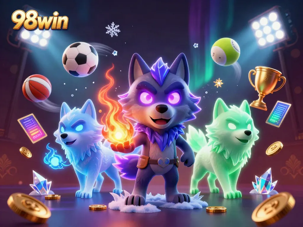 Experience the thrill with 98win's animated casino adventure featuring captivating ghost wolves.