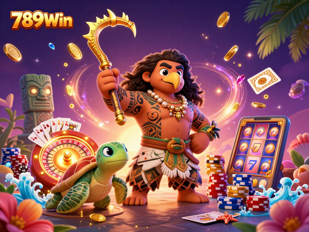 Experience thrilling wins at 789Win with vibrant casino elements and enchanting characters.