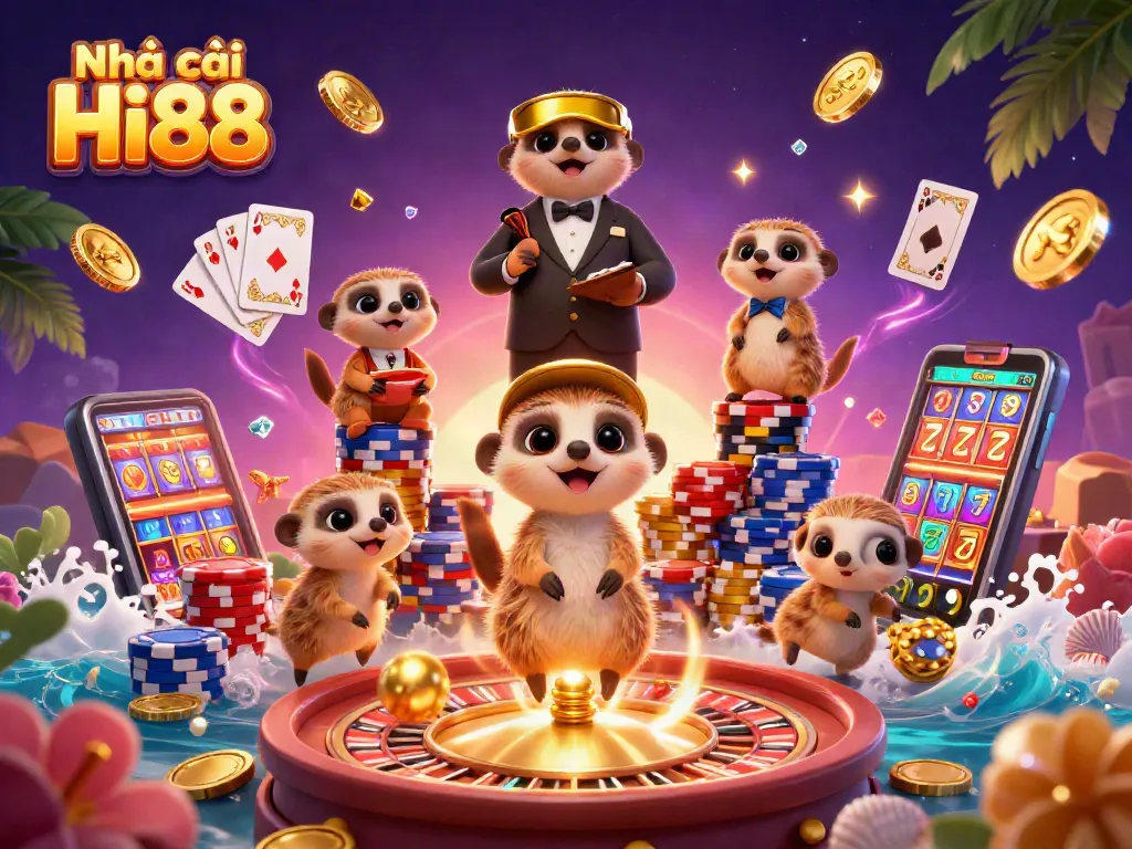 Experience excitement at Nhà cái Hi88 with charming meerkats managing their lively casino
