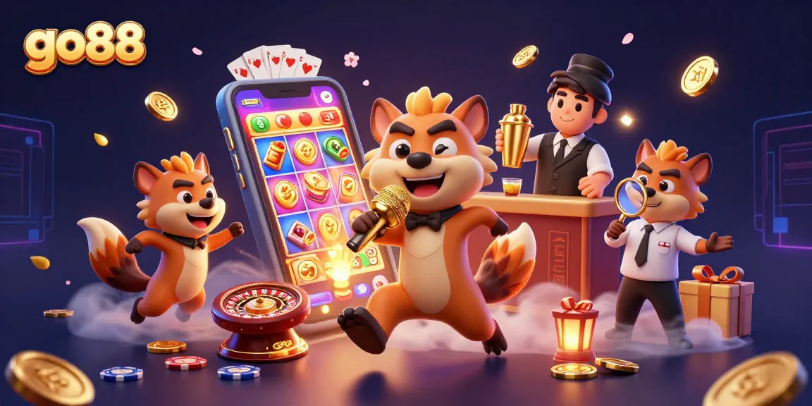 Experience the excitement at go88 with hyenas running a vibrant comedy casino, showcasing thrilling gaming elements.