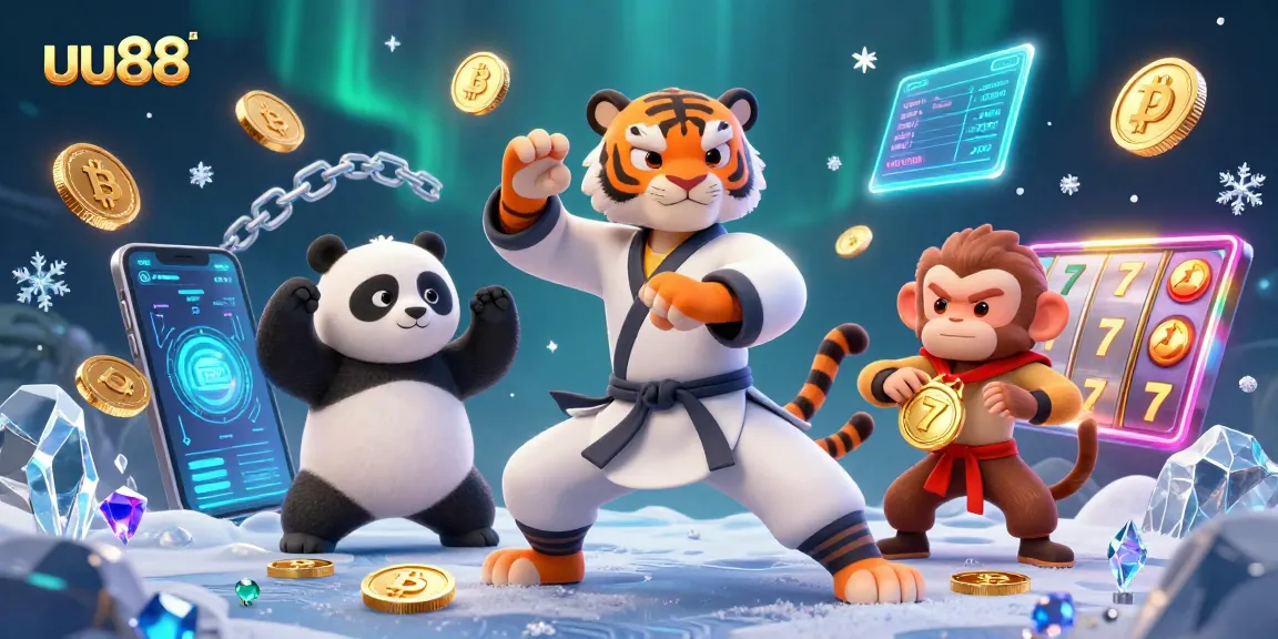 Experience thrilling victories at uu88 with a kung fu tiger and friends in an action-packed casino scene.