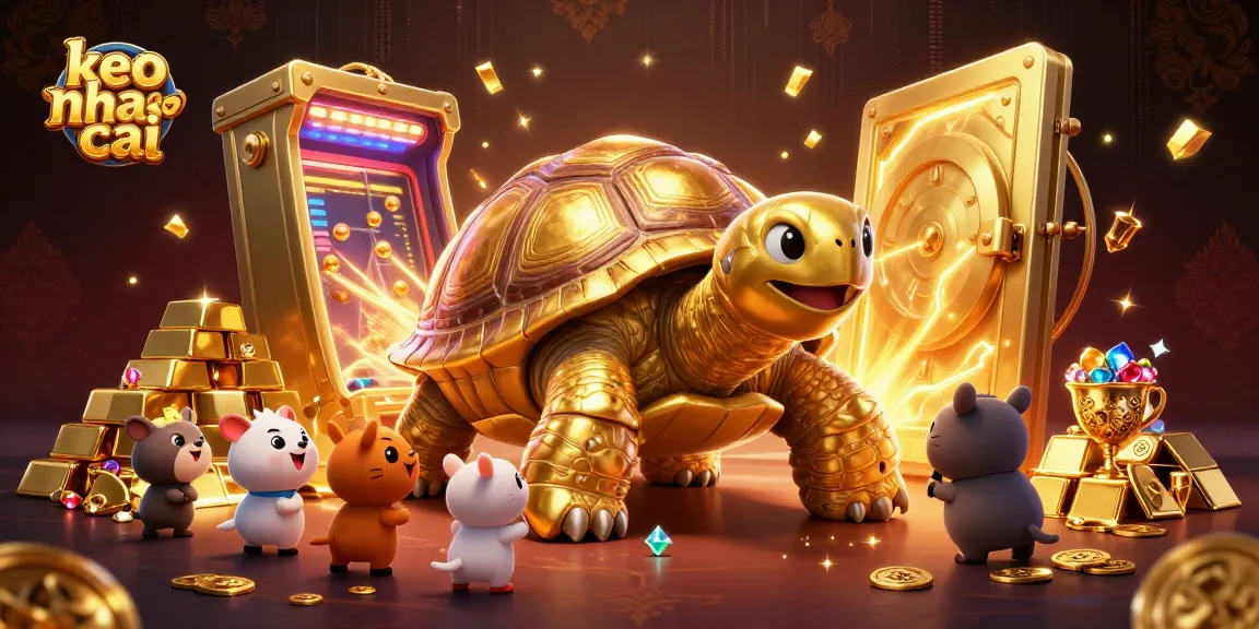 Experience the excitement of 'keo nha cai' with vibrant golden treasures in a captivating gaming illustration.
