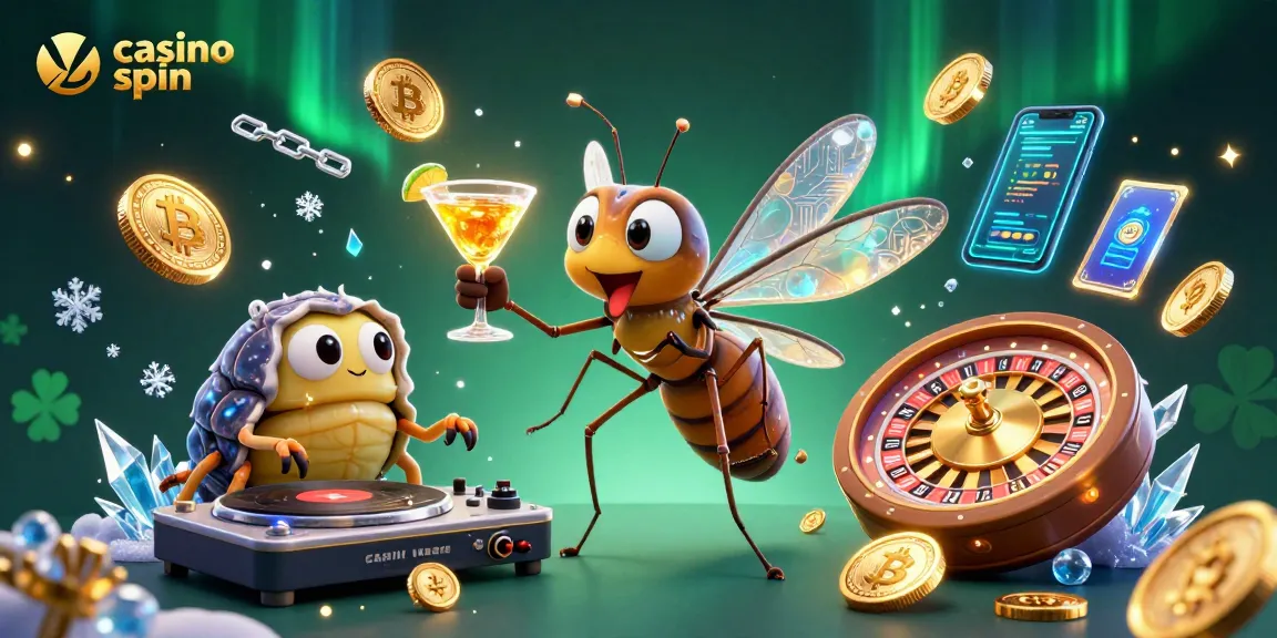 Experience casino spin with a lively illustration featuring a mosquito mascot and rich gaming elements.